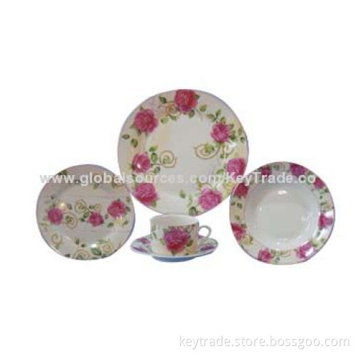 30pcs Fine Porcelain Dinner Set in Rim Shape, with Decal